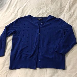 Royal blue black polka dots cardigan rockabilly